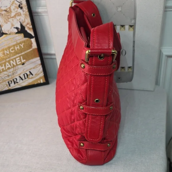 MCM Red Quilted Shoulder Bag EUC - Picture 4 of 10